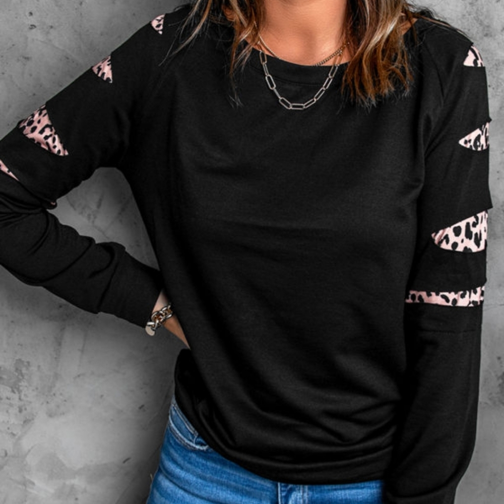 ❤HOST PICK❤ New Leopard Insert Black Sweatshirt - Picture 5 of 6